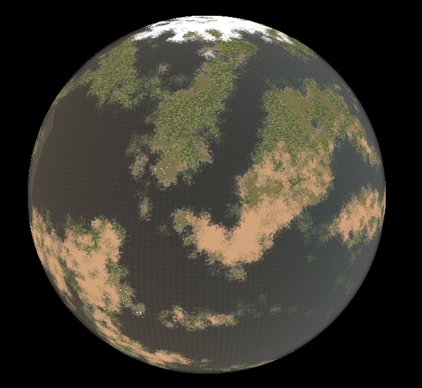 Visible biome regions on the planet