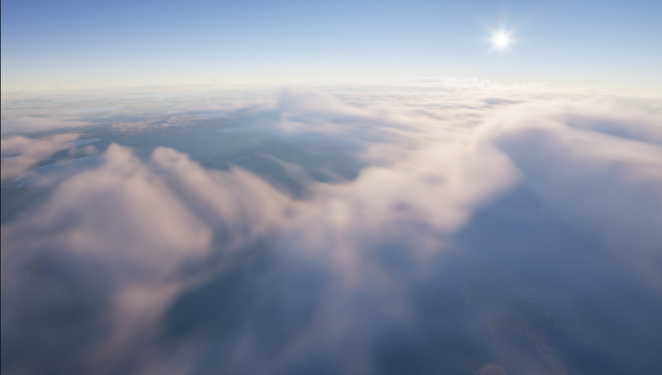 Volumetric clouds around the planet